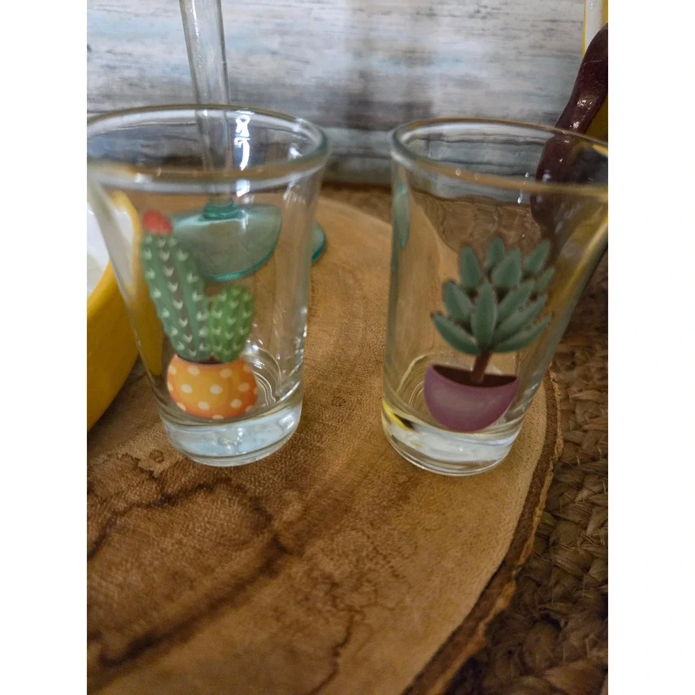 Casamigos Margarita Glass Cactus Glass Dip Tray Lemon Bowls Shot Glass Set 6pc